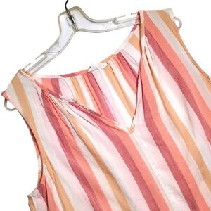 GAP Women's Large Sleeveless Peplum Top Multi Stripe V Neck Casual‎ Boho